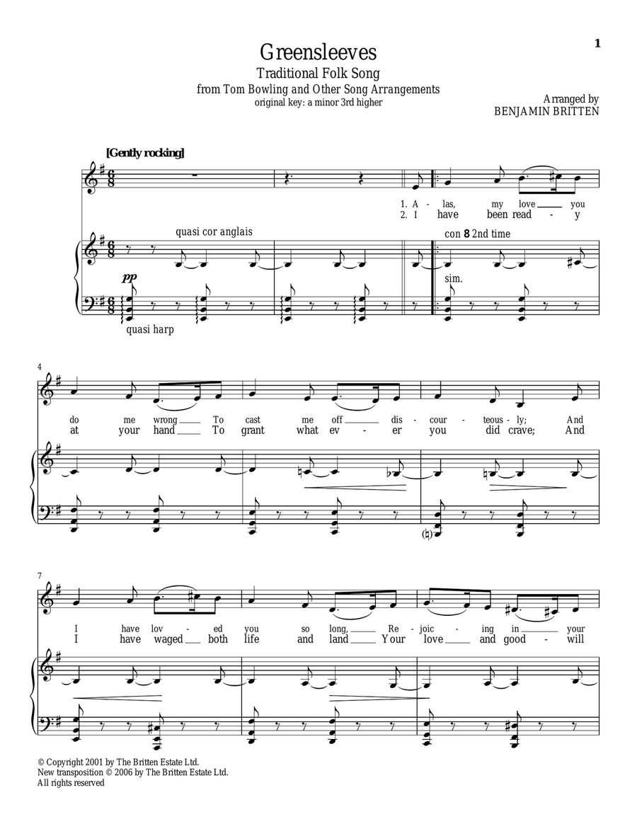 Greensleeves Piano, Vocal scores gallery preview page 1