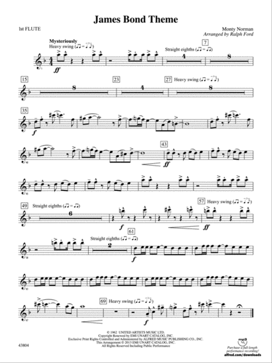 James Bond Theme: Flute Full Orchestra scores gallery preview page 1