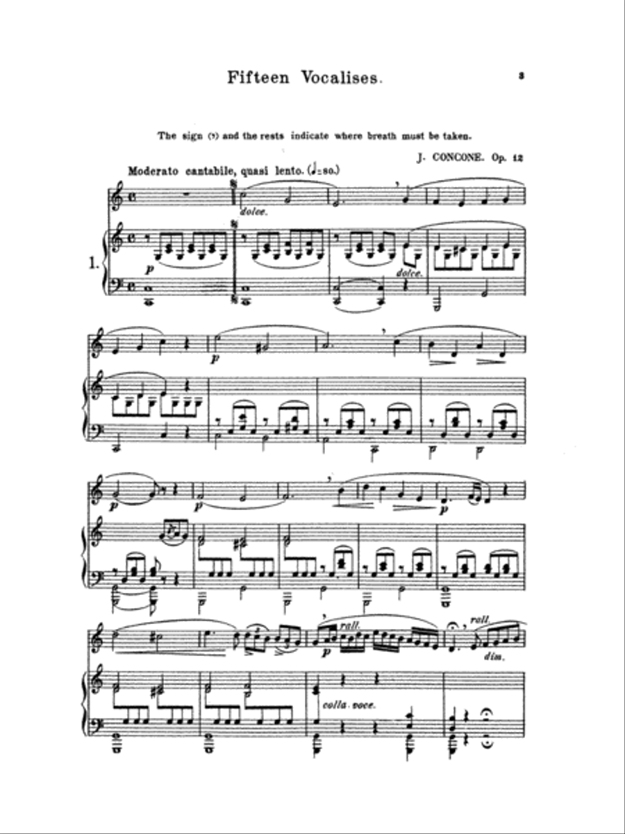 Fifteen Vocalises, Op. 12 (Finishing Studies) Medium-Low Voice scores gallery preview page 4