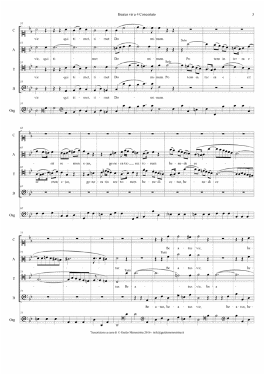 Niccolò Jommelli - Beatus vir a 4 4-Part scores gallery preview page 3