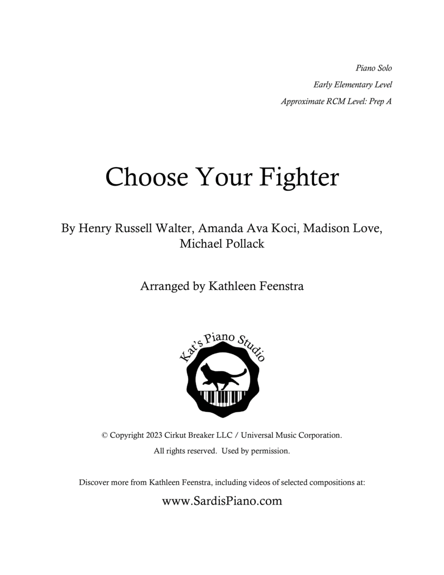 Choose Your Fighter Piano Method scores gallery preview page 1