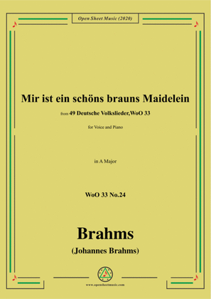 Book cover for Brahms-Mir ist ein schöns brauns Maidelein,WoO 33 No.24,in A Major,for V&Pno