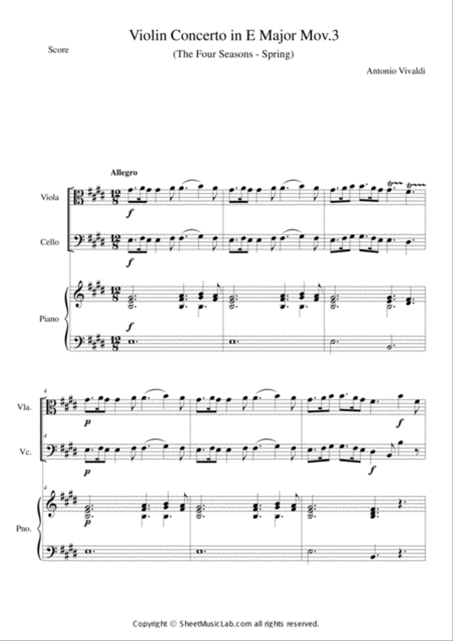 The Four Seasons - Spring 3rd Movement Cello scores gallery preview page 1