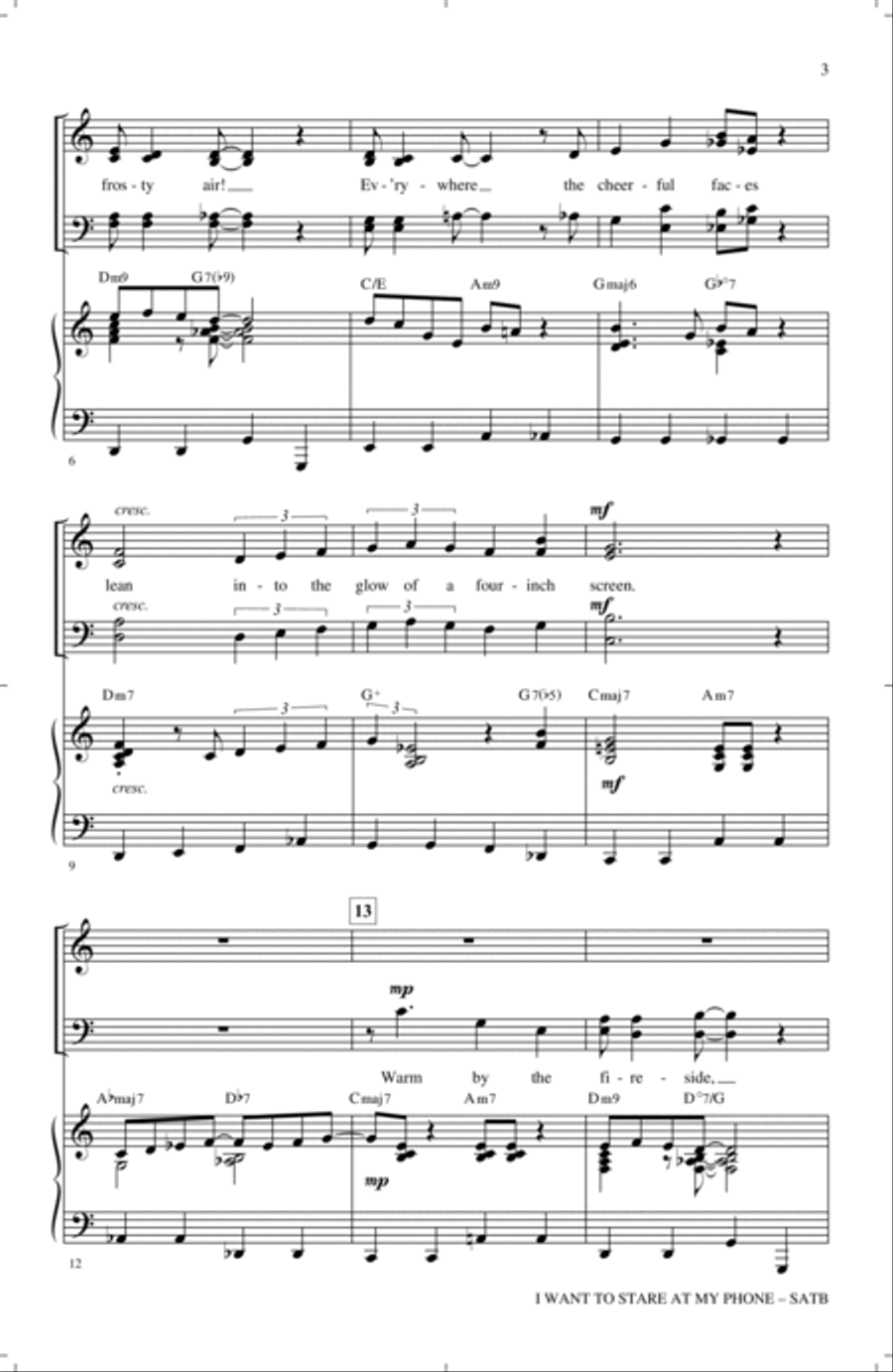 I Want To Stare At My Phone With You (A Millennial Holiday Song) 4-Part scores gallery preview page 2