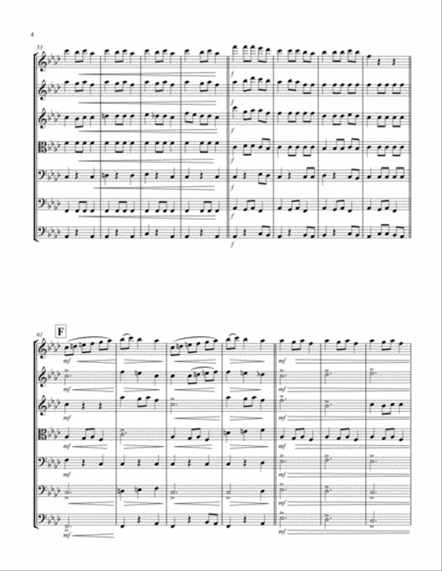 Carol of the Bells (F min) (String Septet - 3 Violin, 1 Viola, 3 Cello) Cello scores gallery preview page 4