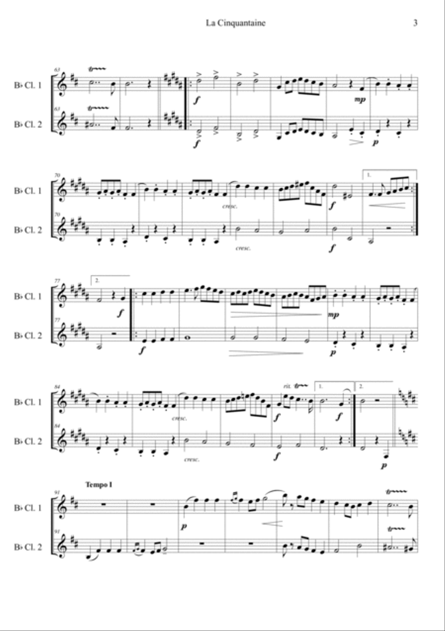 La Cinquantaine Clarinet Duet scores gallery preview page 3