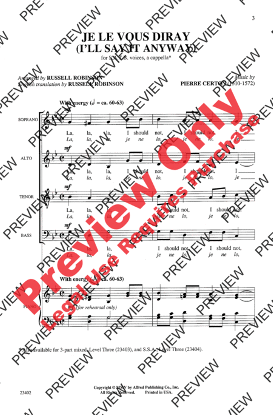 Je le Vous Diray 4-Part scores gallery preview page 3