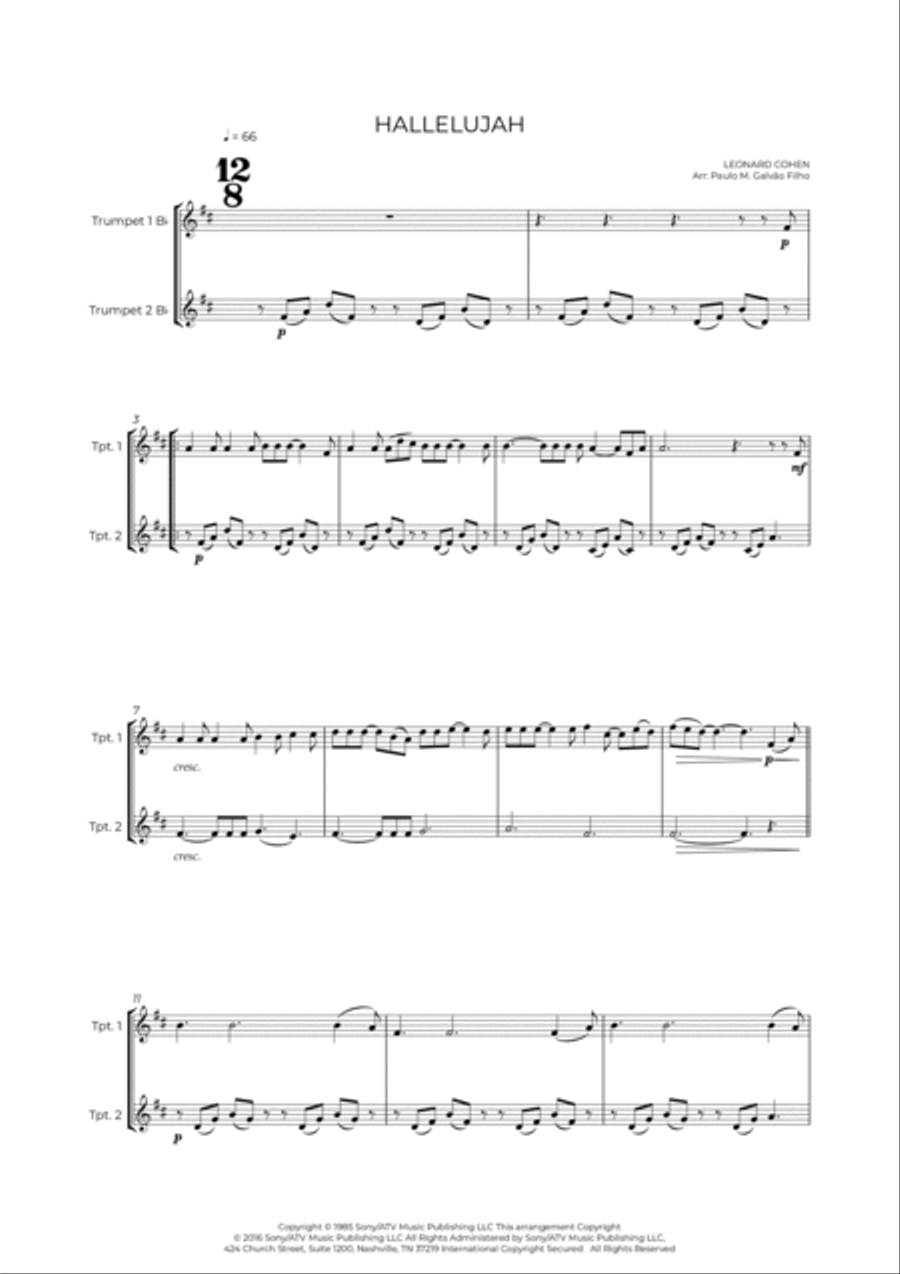 Hallelujah Trumpet Duet scores gallery preview page 2