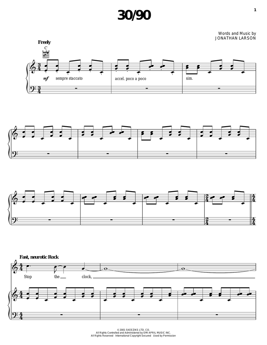 30/90 (from tick, tick... BOOM!) Guitar scores gallery preview page 1