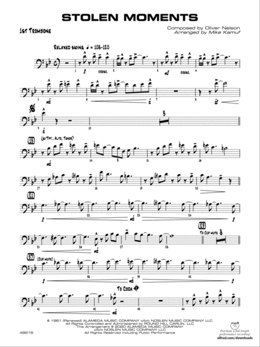Stolen Moments: 1st Trombone Jazz Ensemble scores gallery preview page 1
