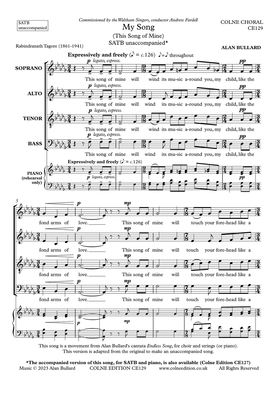 My Song (This Song of Mine) for SATB unaccompanied 4-Part scores gallery preview page 3