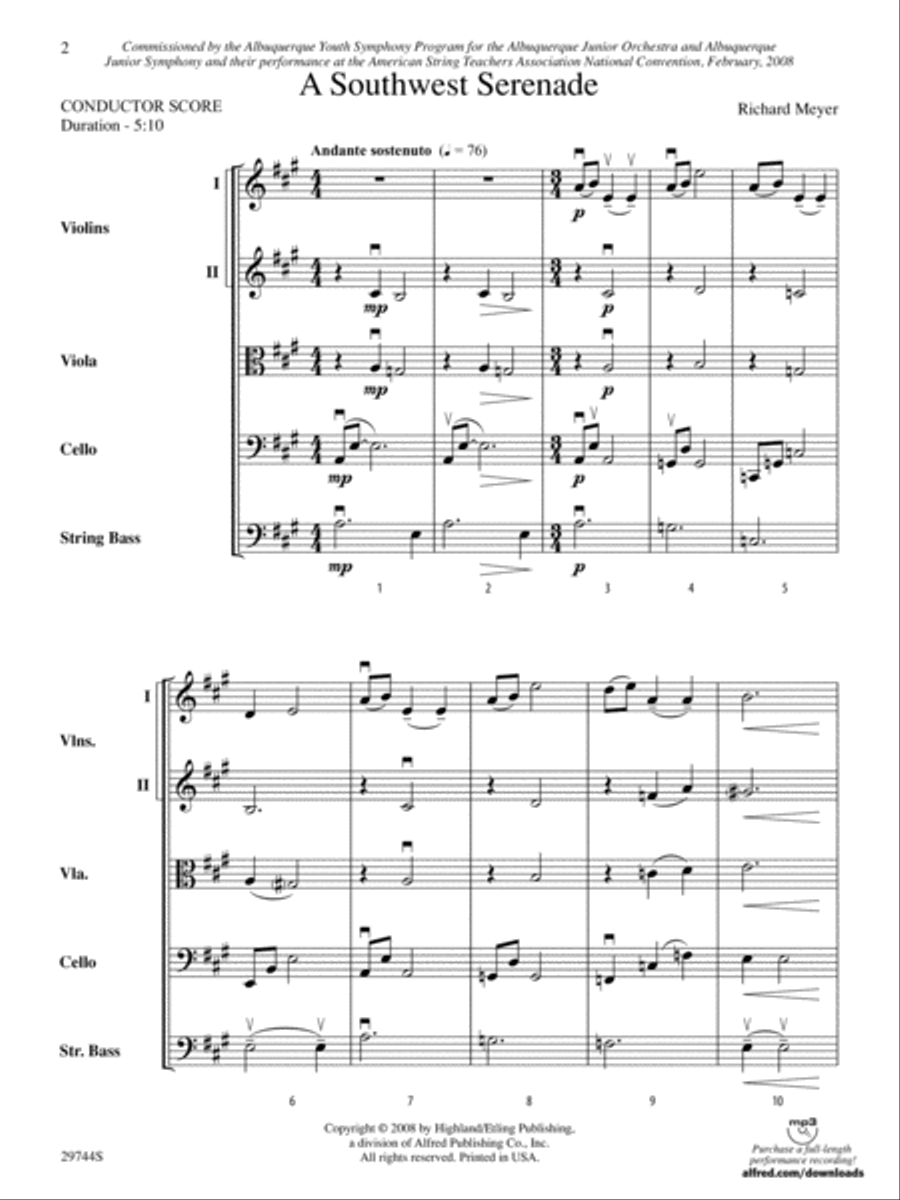 A Southwest Serenade: Score String Orchestra scores gallery preview page 2