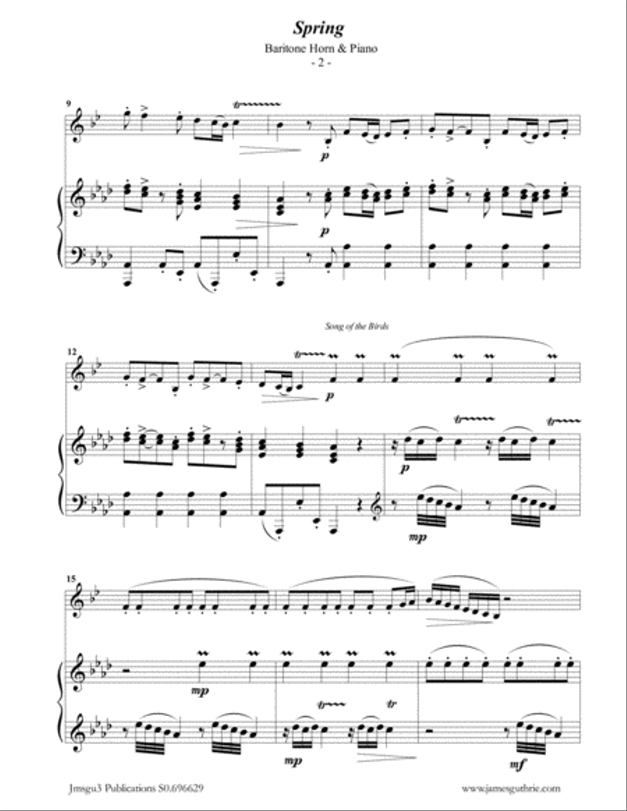 Vivaldi: The Four Seasons Complete for Baritone Horn & Piano Baritone Horn scores gallery preview page 2