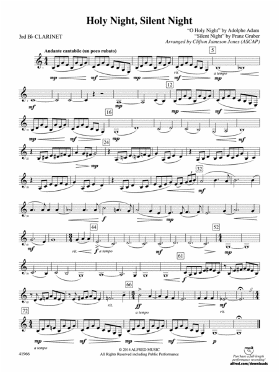 Book cover for Holy Night, Silent Night: 3rd B-flat Clarinet