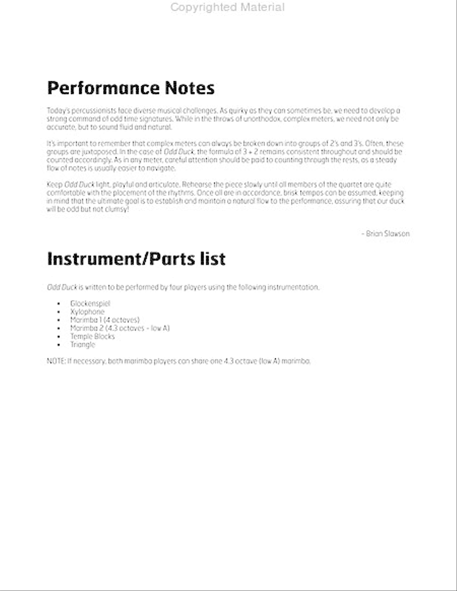 Odd Duck Odd Duck Percussion Ensemble scores gallery preview page 3