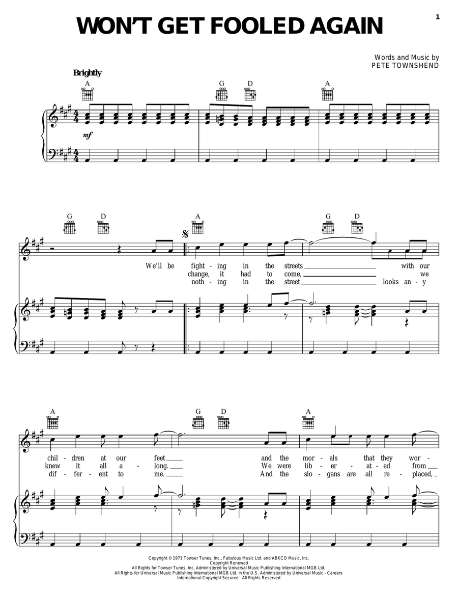 Won't Get Fooled Again Acoustic Guitar scores gallery preview page 1