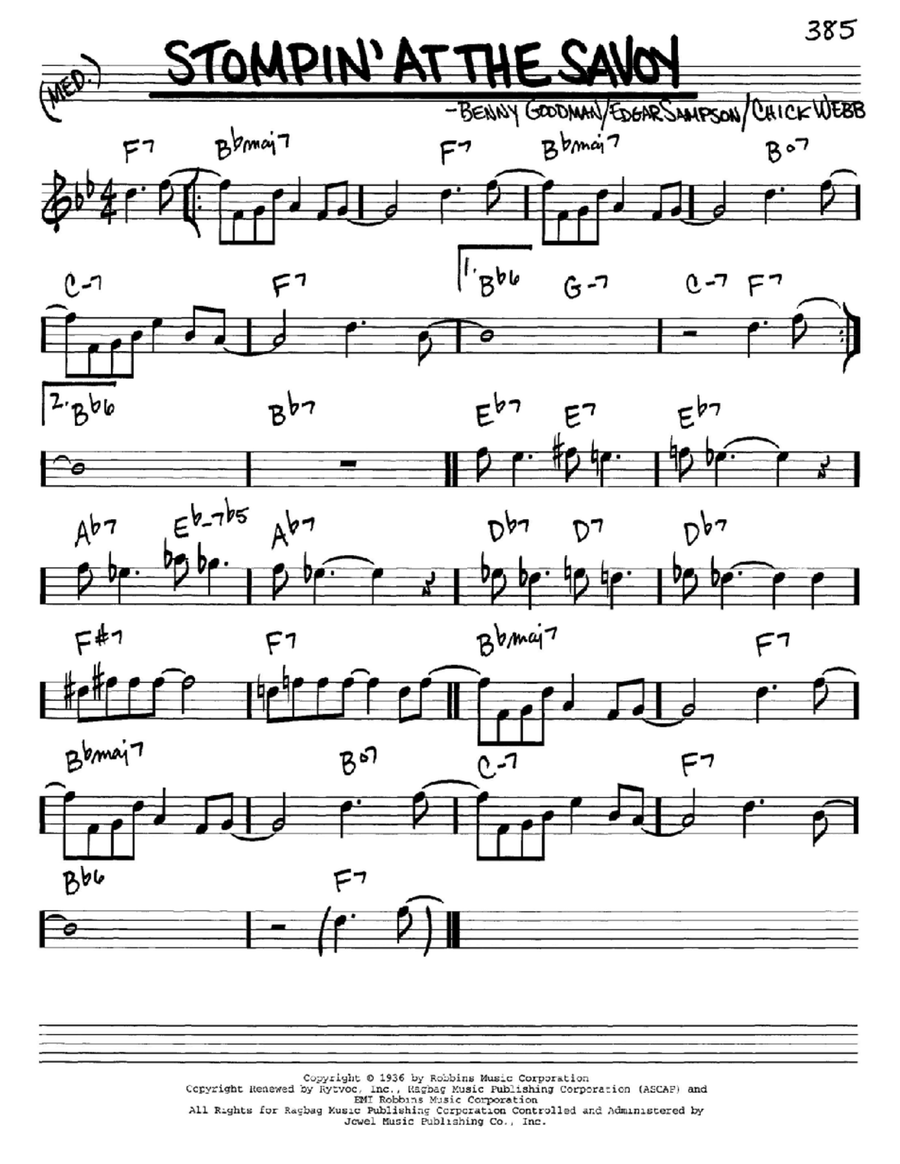 Stompin' At The Savoy E-Flat Instrument scores gallery preview page 1