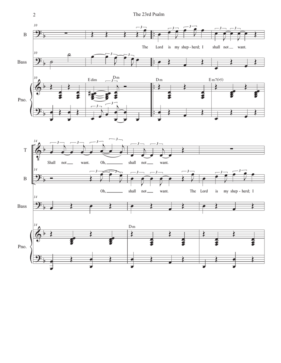 The 23rd Psalm (Duet for Tenor and Bass solo) Tenor Voice scores gallery preview page 2