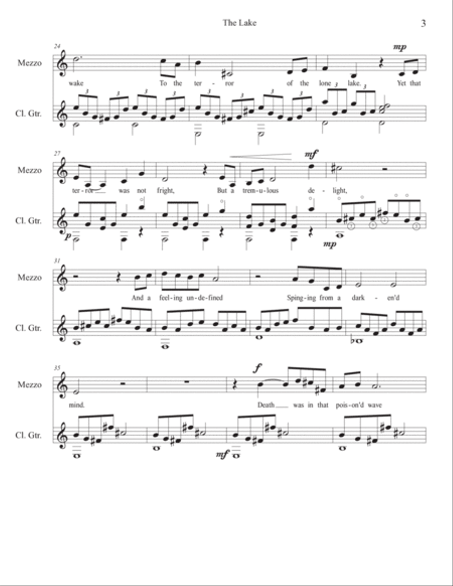 FOUR SETTINGS BY EDGAR ALLAN POE for mezzo-soprano and guitar Chamber Music scores gallery preview page 5