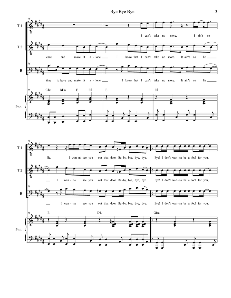 Bye Bye Bye TTB scores gallery preview page 3