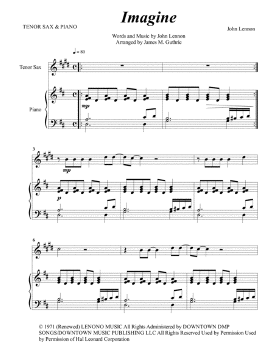 Imagine Tenor Saxophone scores gallery preview page 1
