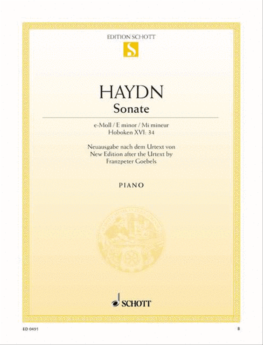Sonata E minor, Hob. XVI:34 Piano Solo scores gallery preview page 1