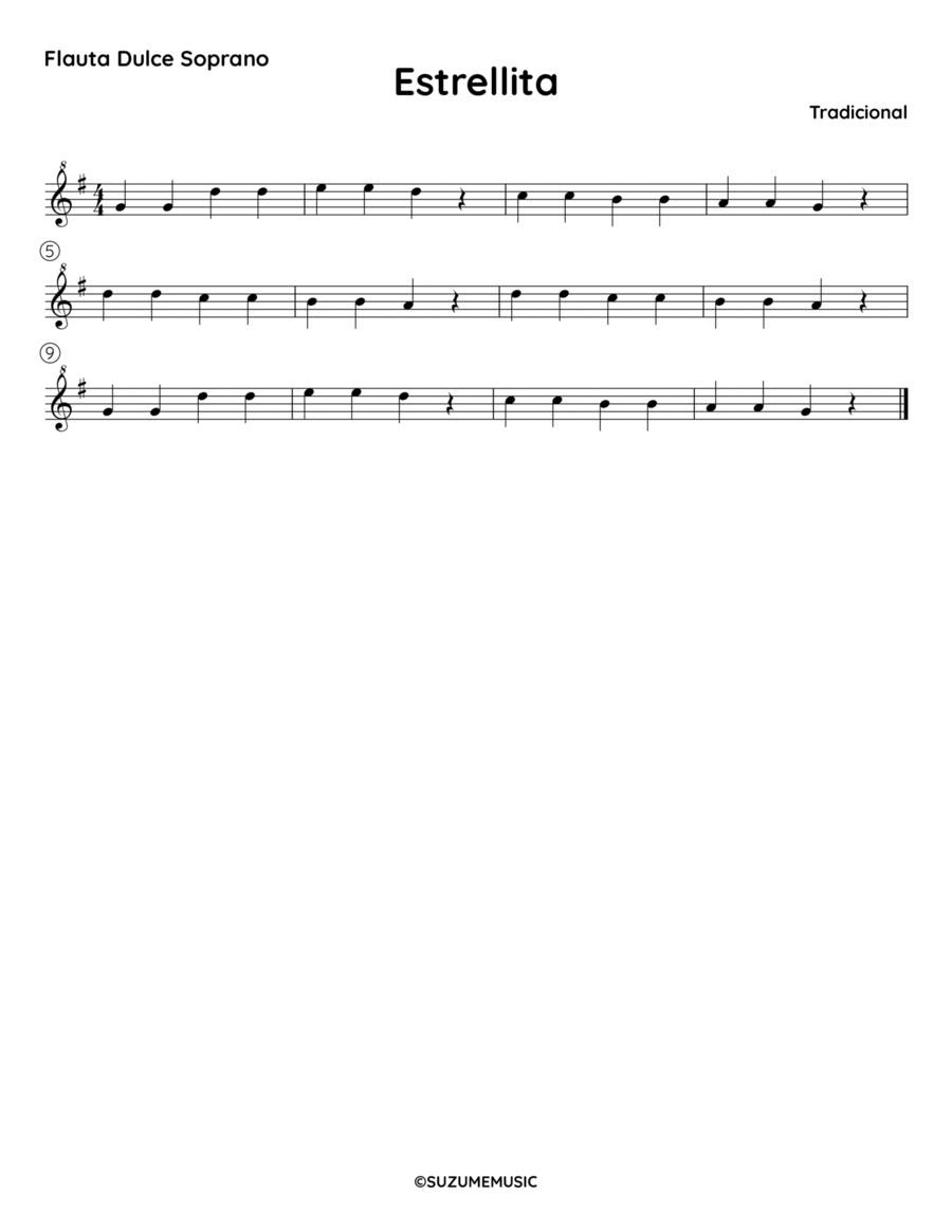 Estrellita - G Estrellita - G Flute Solo scores gallery preview page 1