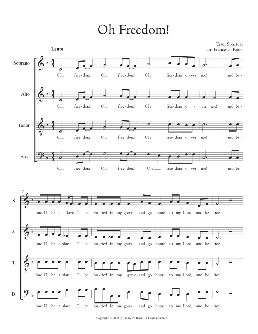 Oh, Freedom! Oh, Freedom! 4-Part scores gallery preview page 1