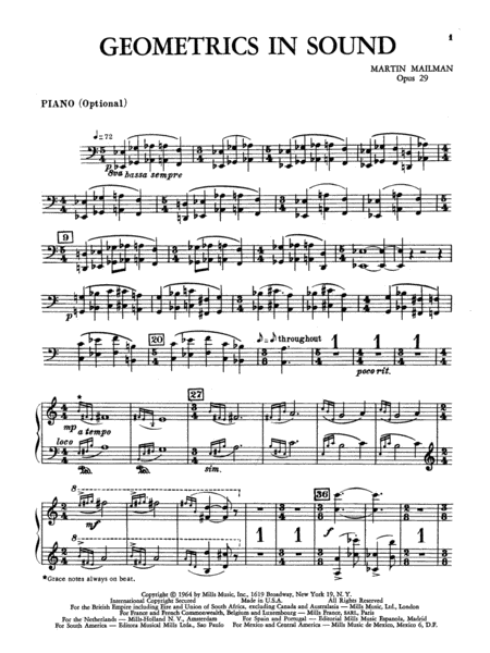 Geometrics in Sound, Op. 29: Piano Accompaniment