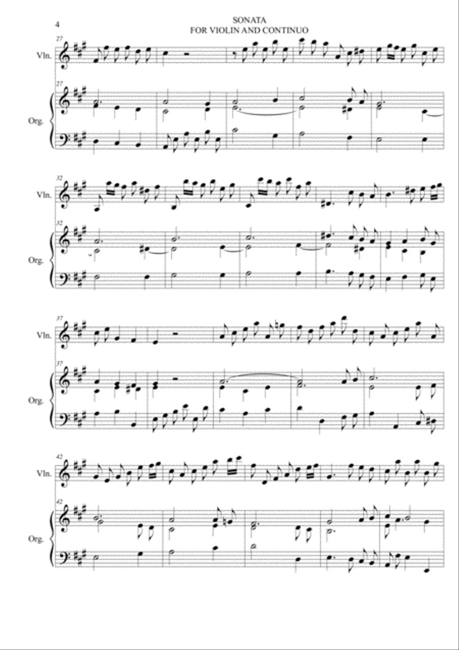 SONATA FOR VIOLIN AND CONTINUO - ZIPOLI - With Violin part Small Ensemble scores gallery preview page 4