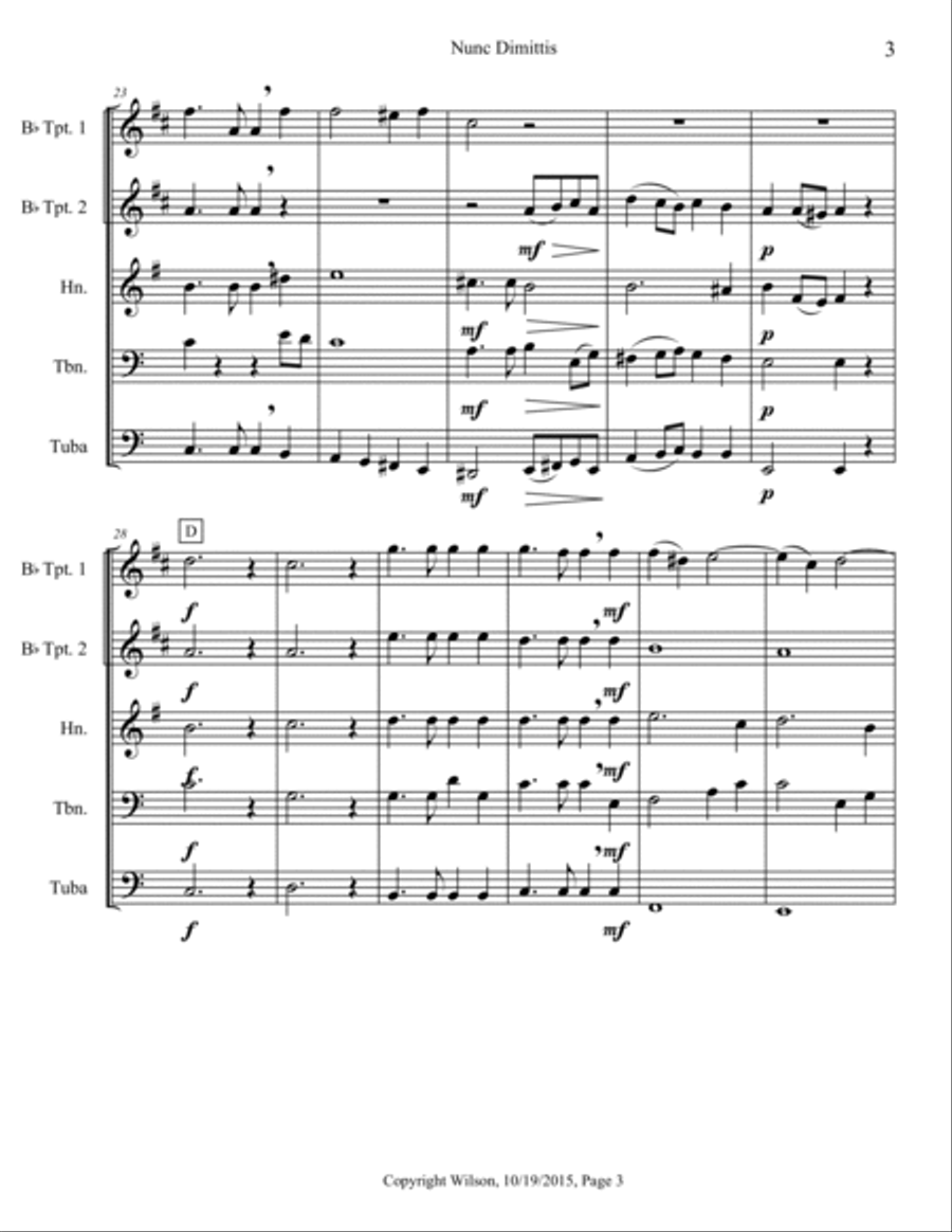 Two Sacred Songs Brass Quintet scores gallery preview page 4