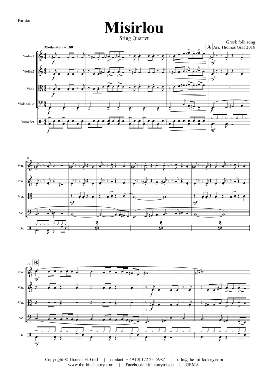 Misirlou - Pulp Fiction - String Quartet - C String Quartet scores gallery preview page 1