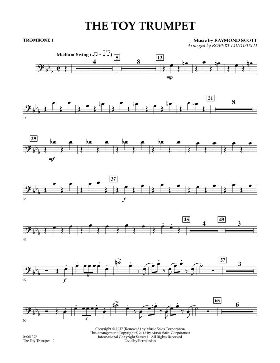 Toy Trumpet (Trumpet Solo & Section Feature) - Trombone 1 Concert Band scores gallery preview page 1