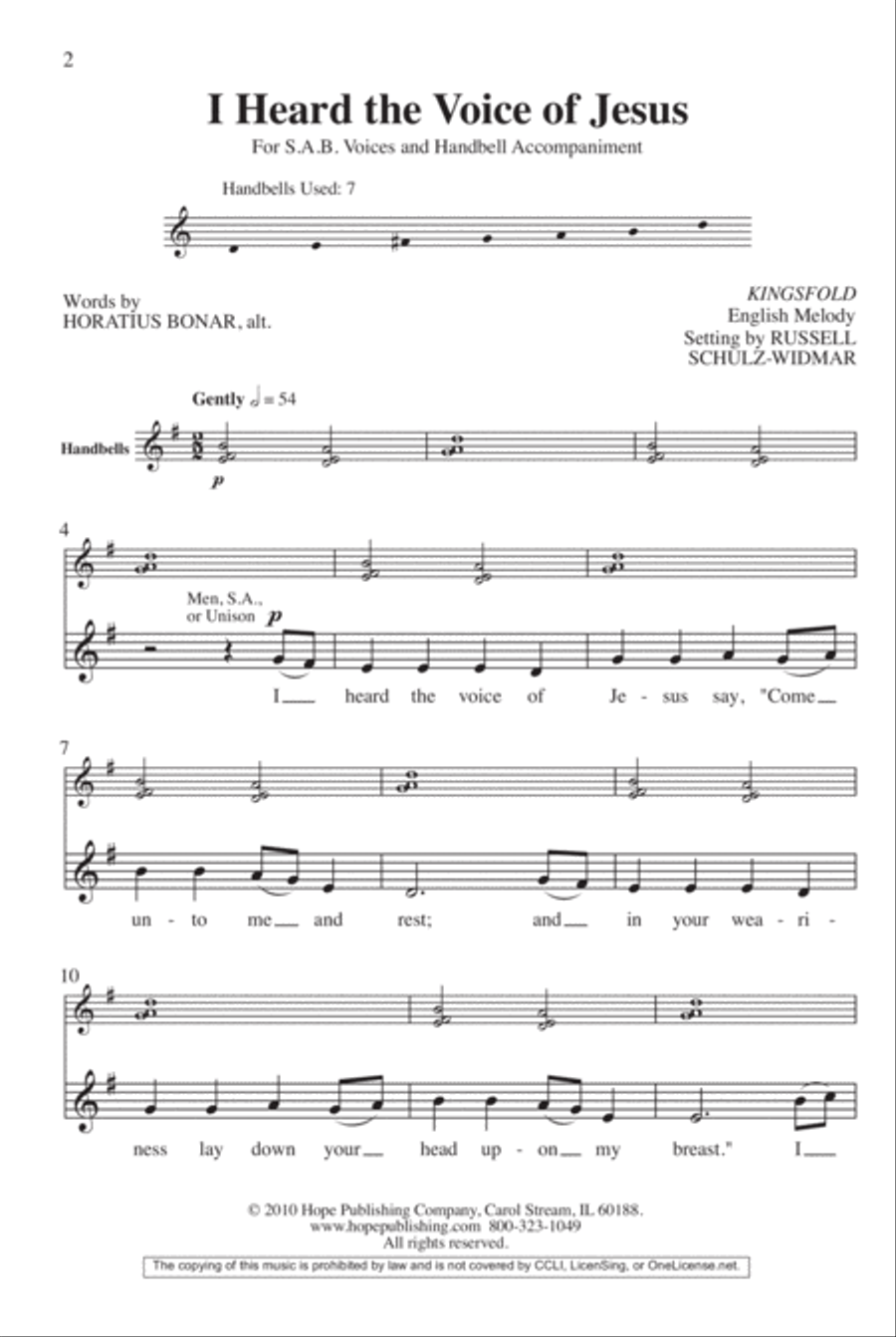I Heard the Voice of Jesus 3-Part scores gallery preview page 9