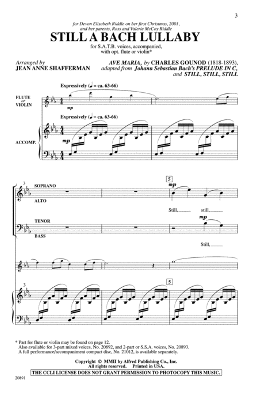 Still a Bach Lullaby Still a Bach Lullaby 4-Part scores gallery preview page 2