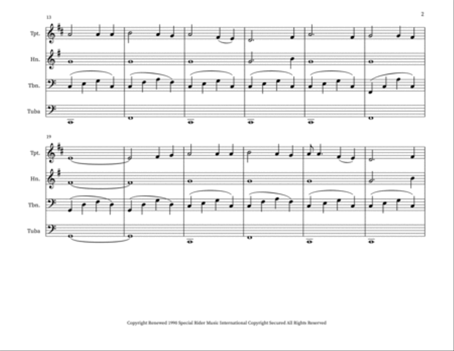 Blowin' In The Wind Brass Ensemble scores gallery preview page 2