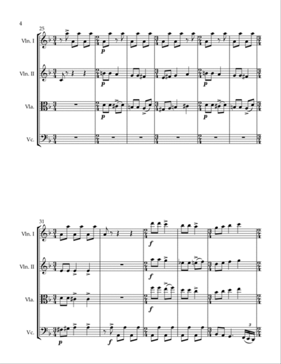 3 Romanian Carols Series 1 #8, 9, 10 String Quartet scores gallery preview page 4