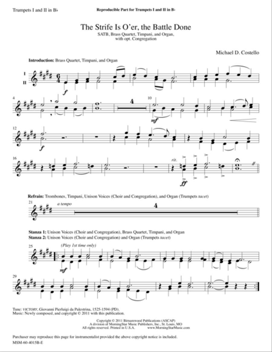 The Strife Is O'er, the Battle Done Choir scores gallery preview page 1