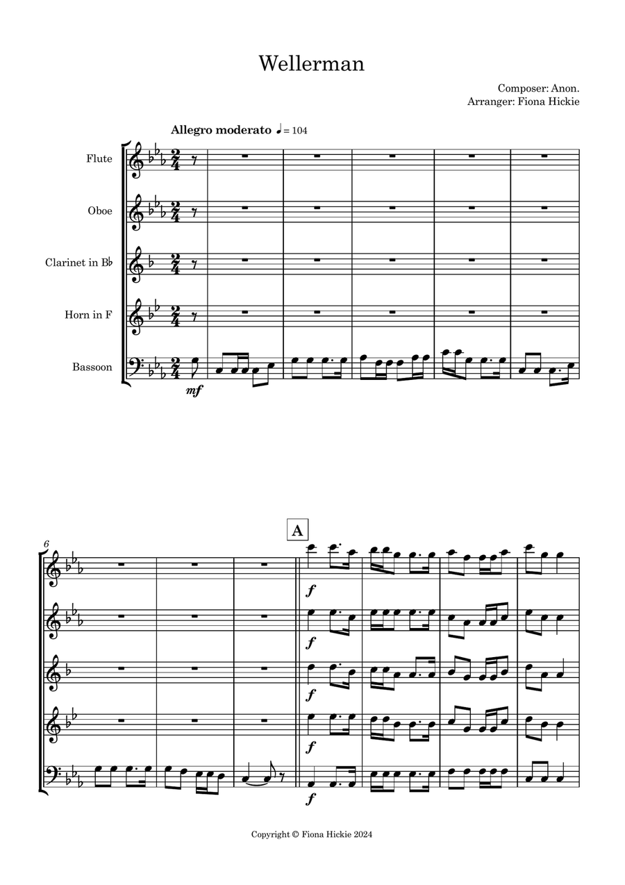 Wellerman Woodwind Quintet scores gallery preview page 2