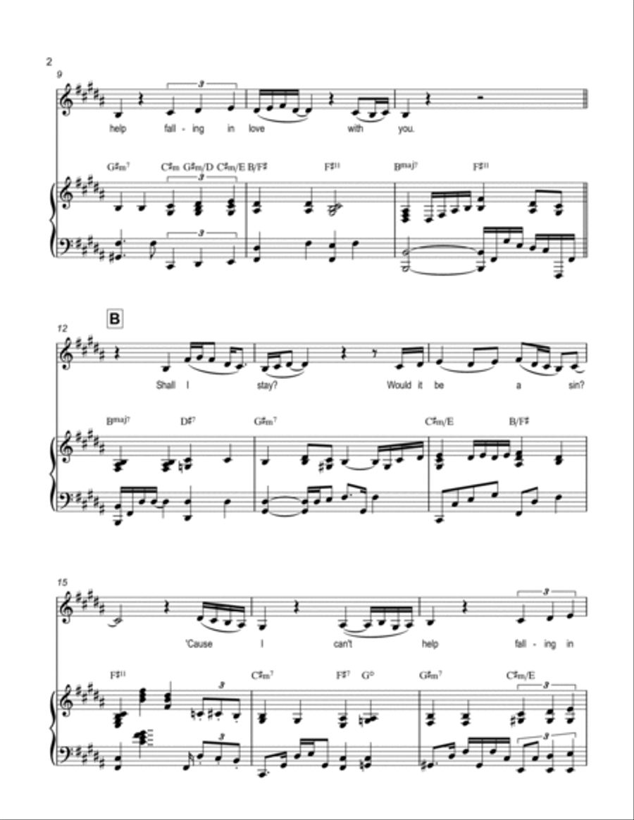 Can't Help Falling In Love Voice scores gallery preview page 2