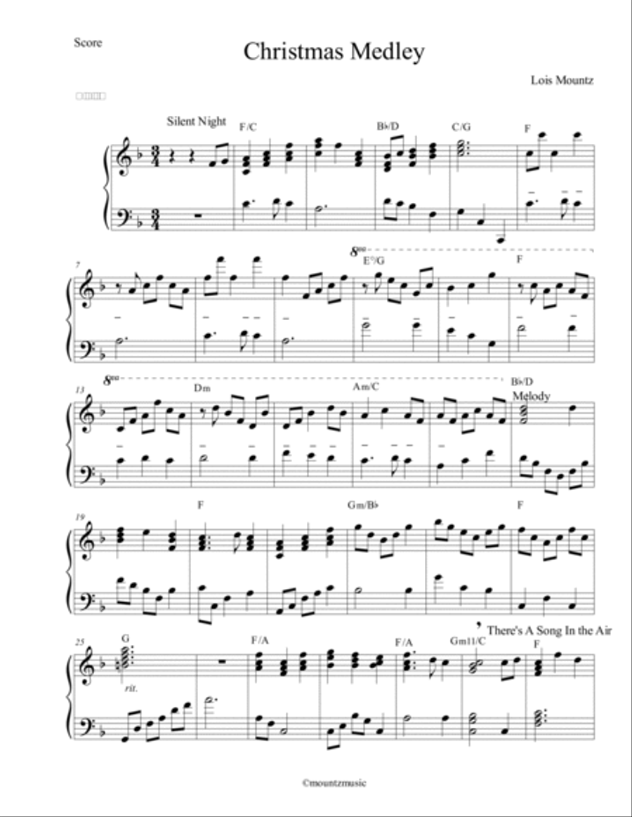 Christmas Medley for Piano Piano, Vocal, Guitar scores gallery preview page 2