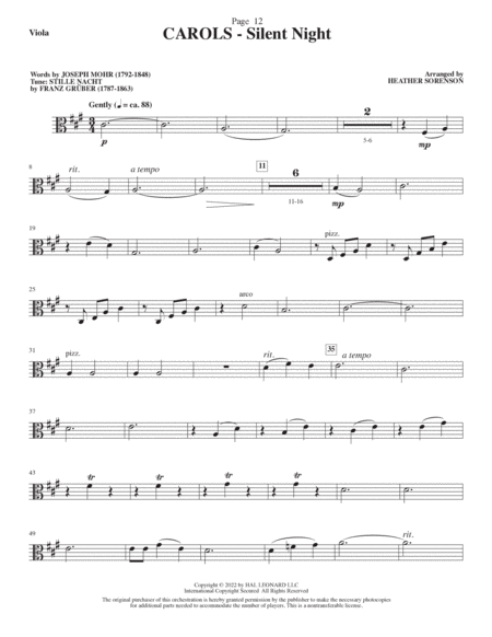 Carols (A Cantata for Congregation and Choir) (String Quartet) - Viola
