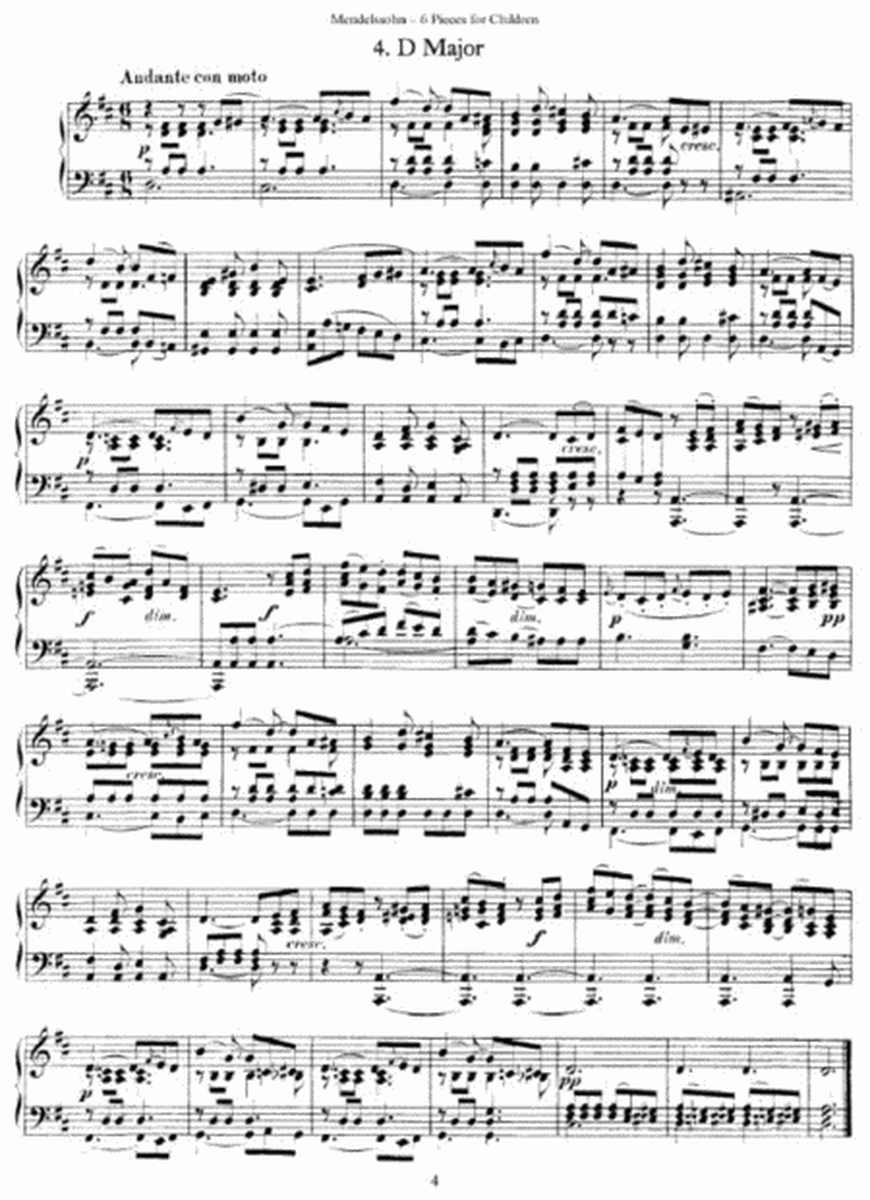 Mendelssohn - Six Pieces for Children Op. 72