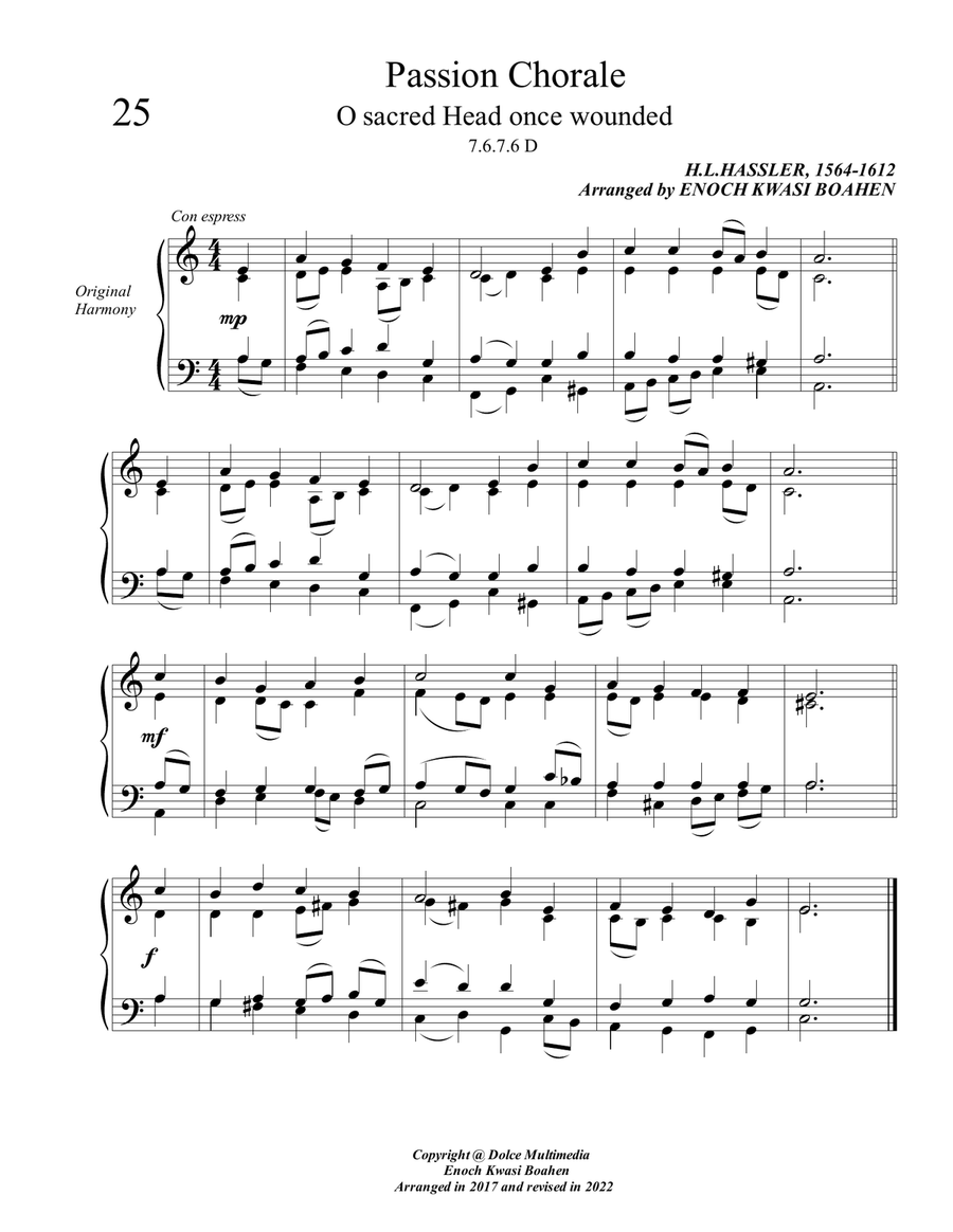 Passion Chorale ( Hymn tune ) Organ Solo scores gallery preview page 1