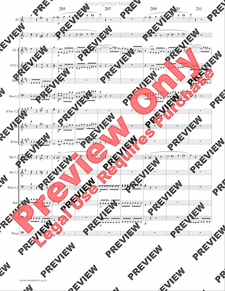 Piano Concerto No. 21, K. 467 (Movement I) Concert Band scores gallery preview page 27