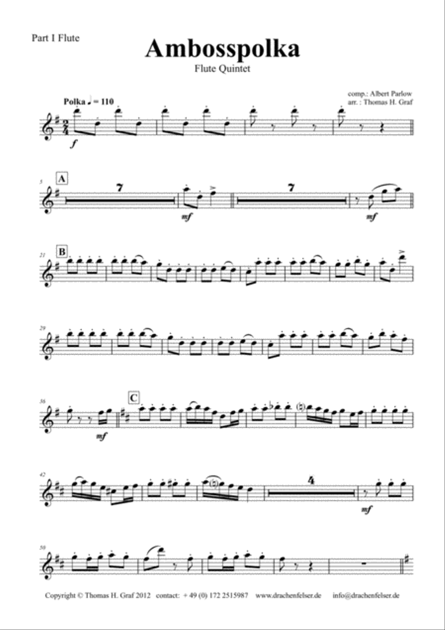 Amboss-Polka - German Polka - Oktoberfest - Flute Quintet Woodwind Ensemble scores gallery preview page 5