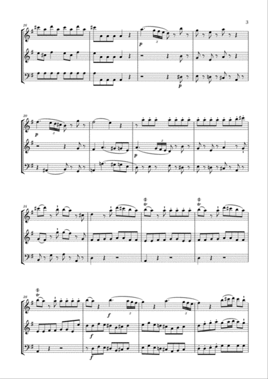 Eine Kleine Nachtmusik for 2 Flutes and Cello Woodwind Trio scores gallery preview page 3