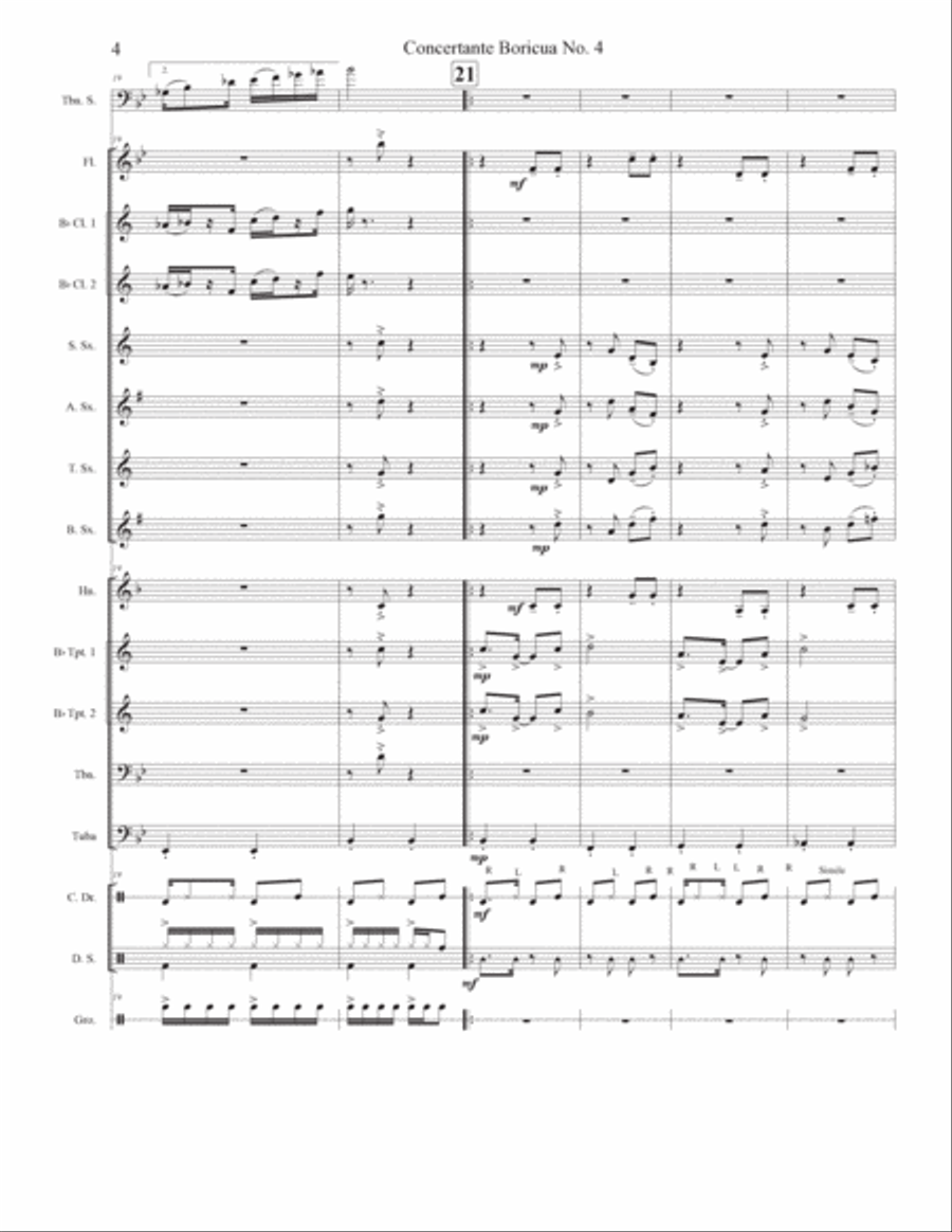 Concertante Boricua No. 4 For Trombone And Small Wind Ensemble Concert Band scores gallery preview page 5