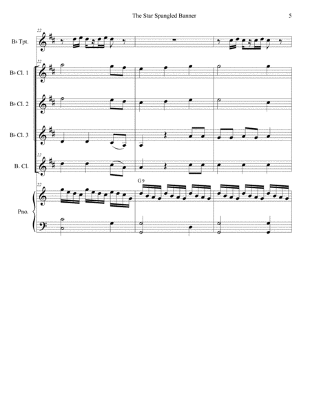 The Star Spangled Banner (for Clarinet Choir and Piano) image number null