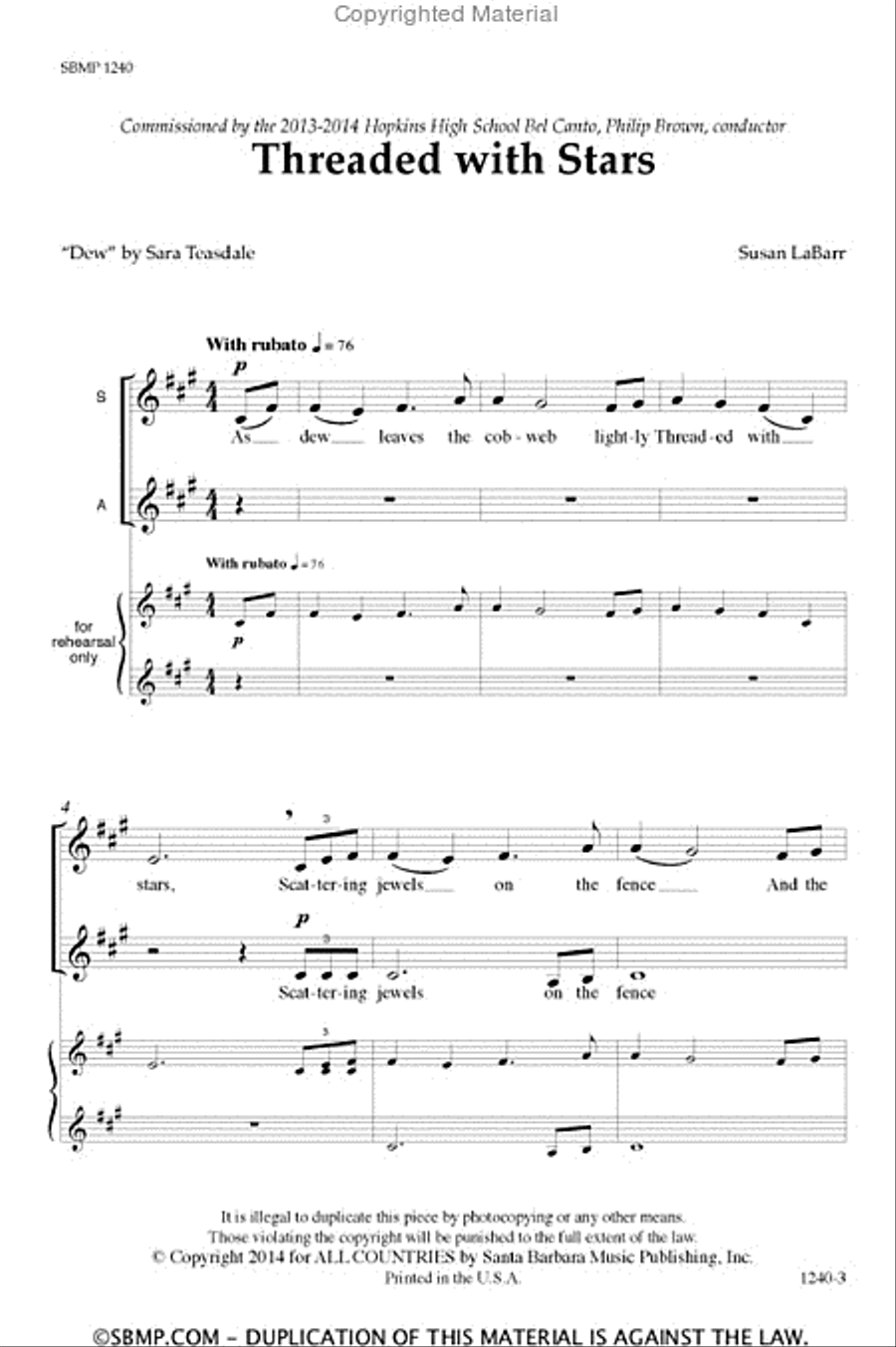 Threaded with Stars - SSAA a cappella Octavo SSAA scores gallery preview page 2